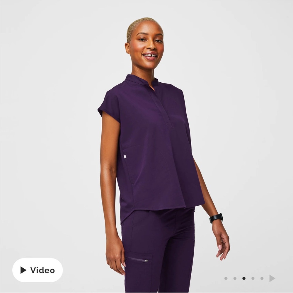 Figs Purple Jam Rafaela Scrub Top Medium - Picture 2 of 4